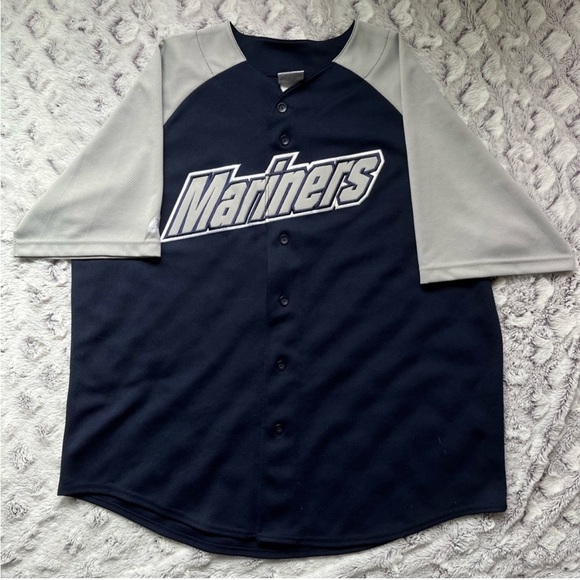 Majestic Other - Vintage Men’s Extra Large Blue And Grey Seattle Mariners Baseball Jersey